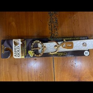 NWT! Petmate 22” leather collar, real gold plated and crystals.